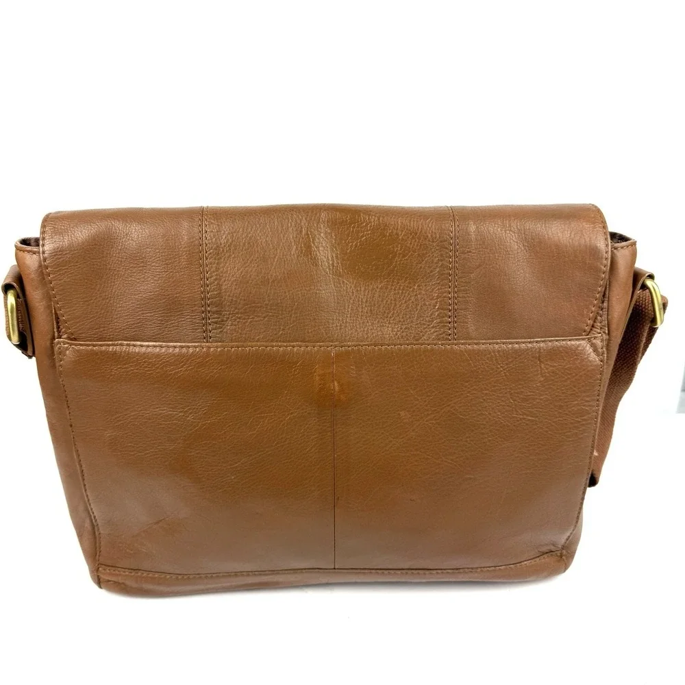 Rocha John Rocha Waxy Despatch Messenger Bag Brown Leather Crossbody Unisex